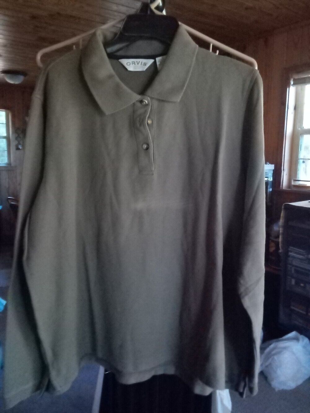 Orvis Army Green Polo Shirt Long Sleeve Adult Women's Size L